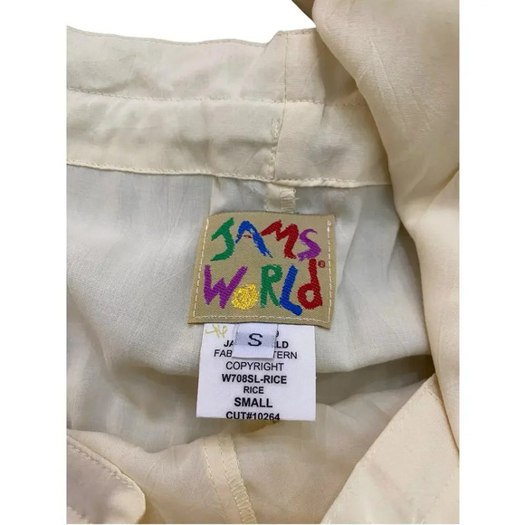 Jams World White Straight Leg Drawstring Waist Trouser Pant Size Small - Picture 4 of 4